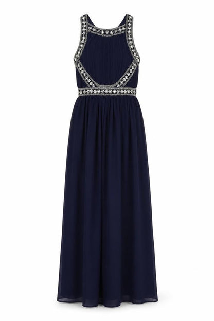 Topshop Women's Blue Beaded Maxi Dress UK 6
