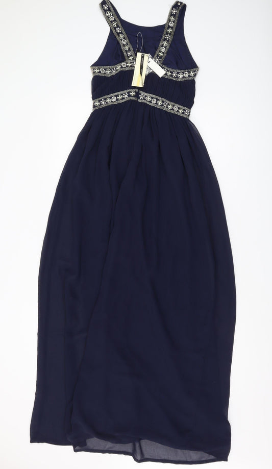 Topshop Women's Blue Beaded Maxi Dress UK 6