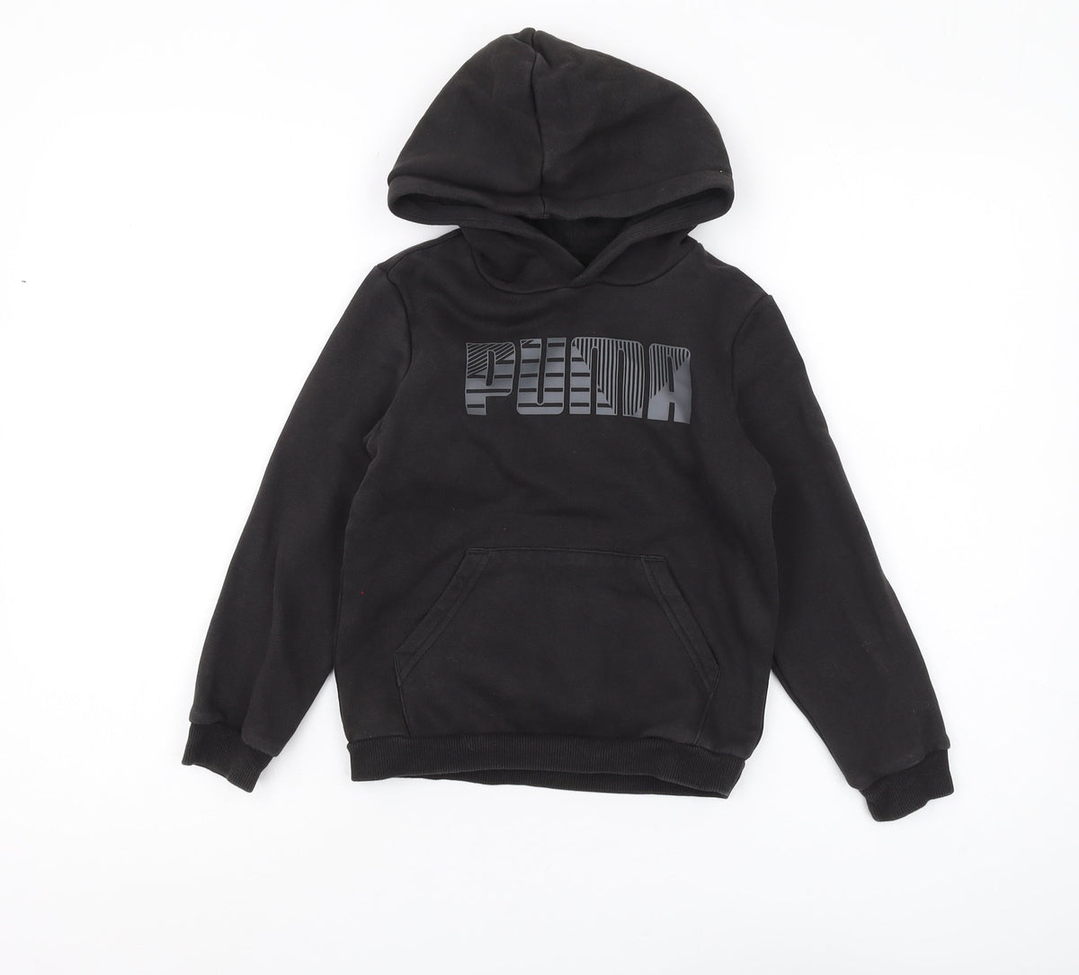 Additional front view of Puma boys’ black pullover hoodie 7-8 years