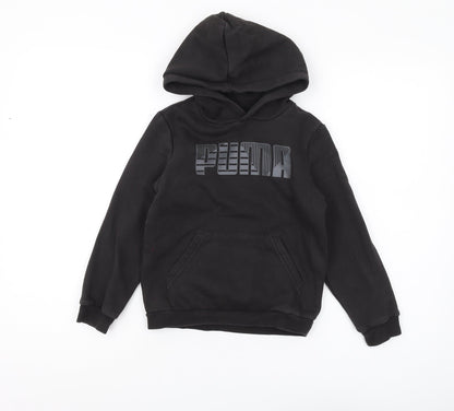 Additional front view of Puma boys’ black pullover hoodie 7-8 years