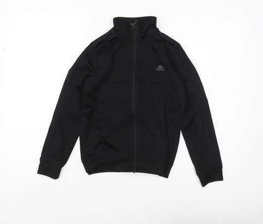 Additional front view of Adidas boys’ black full zip hoodie, size 9-10, years