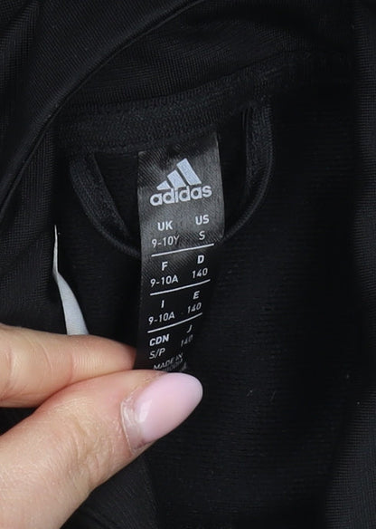 Adidas Boys Black Full Zip Hoodie, Size 9-10 Years