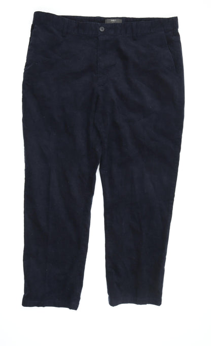 M&S Men's Black Corduroy Trousers Size 40 Regular Fit