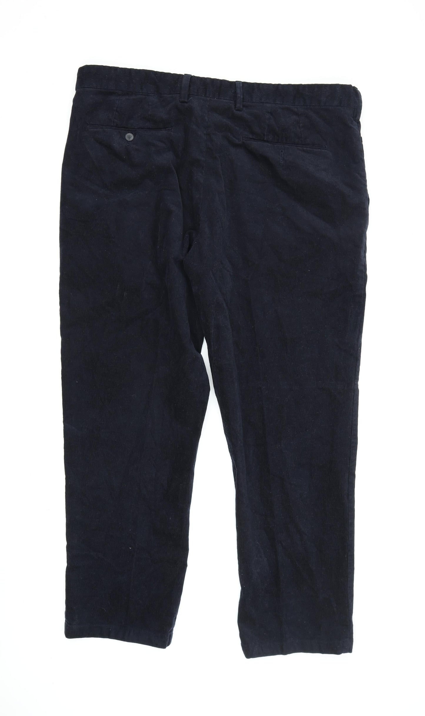 M&S Men's Black Corduroy Trousers Size 40 Regular Fit