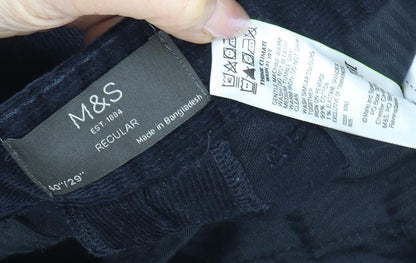 M&S Men's Black Corduroy Trousers Size 40 Regular Fit