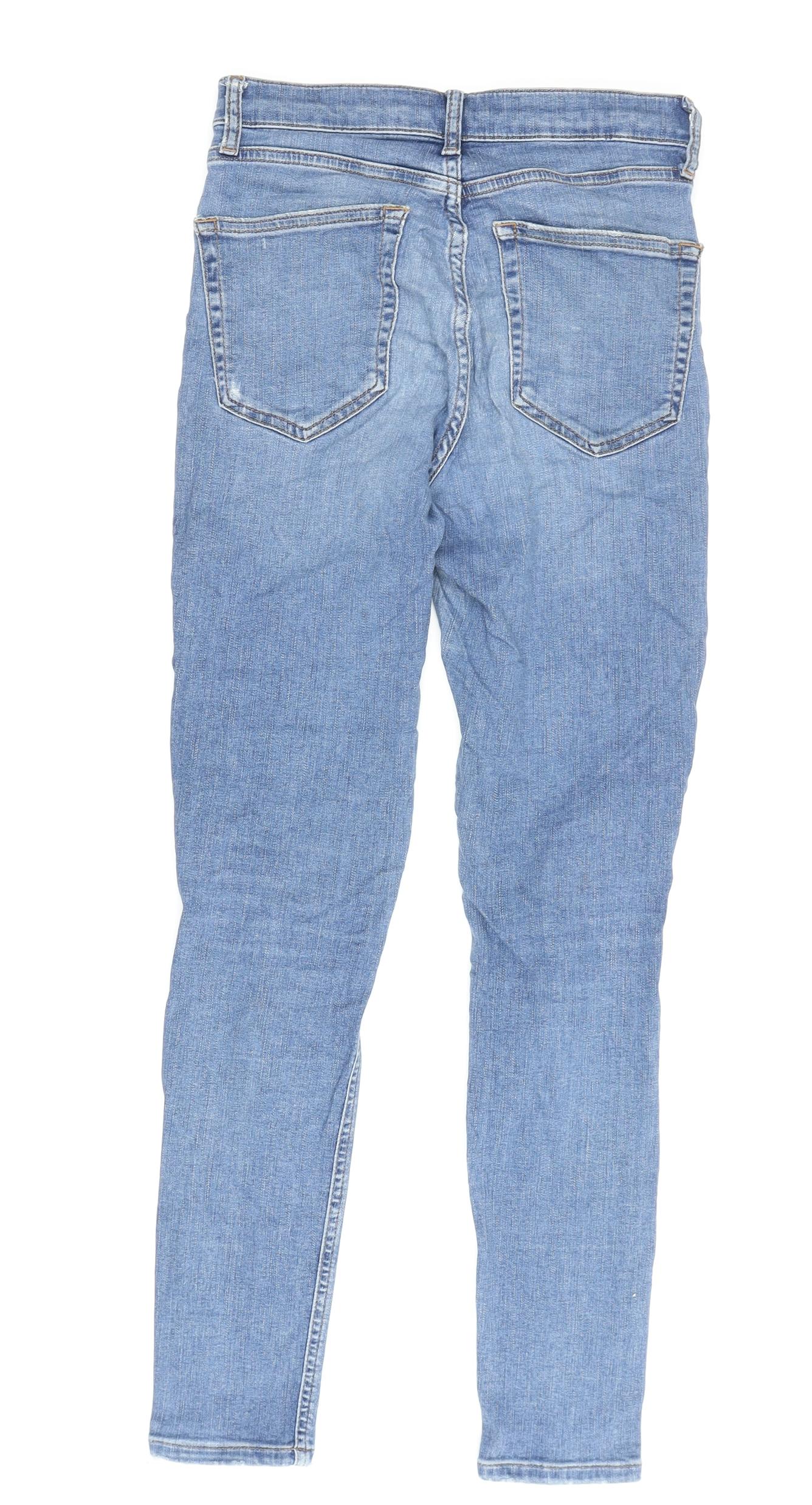 Topshop Women's Blue Skinny Jeans, Size 28, Distressed