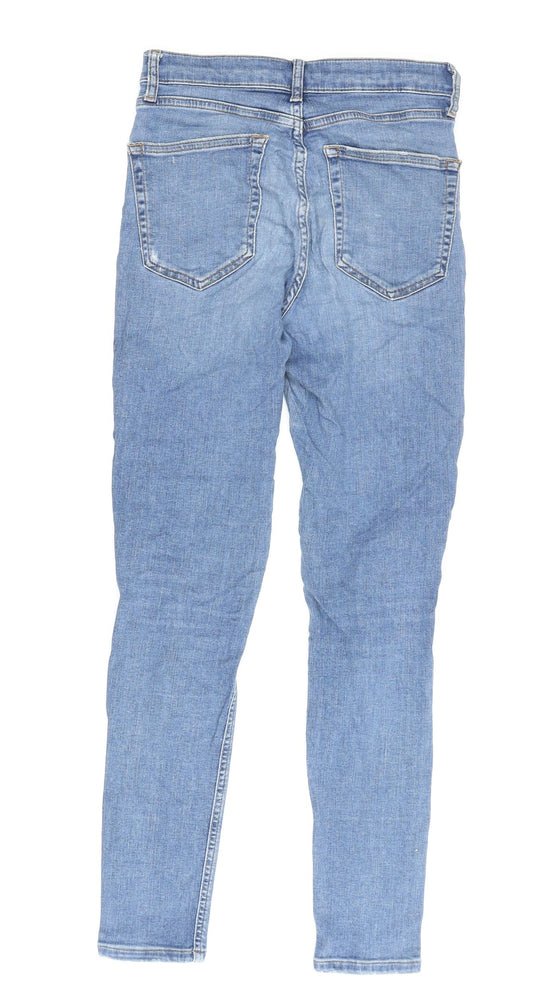 Topshop Women's Blue Skinny Jeans, Size 28, Distressed