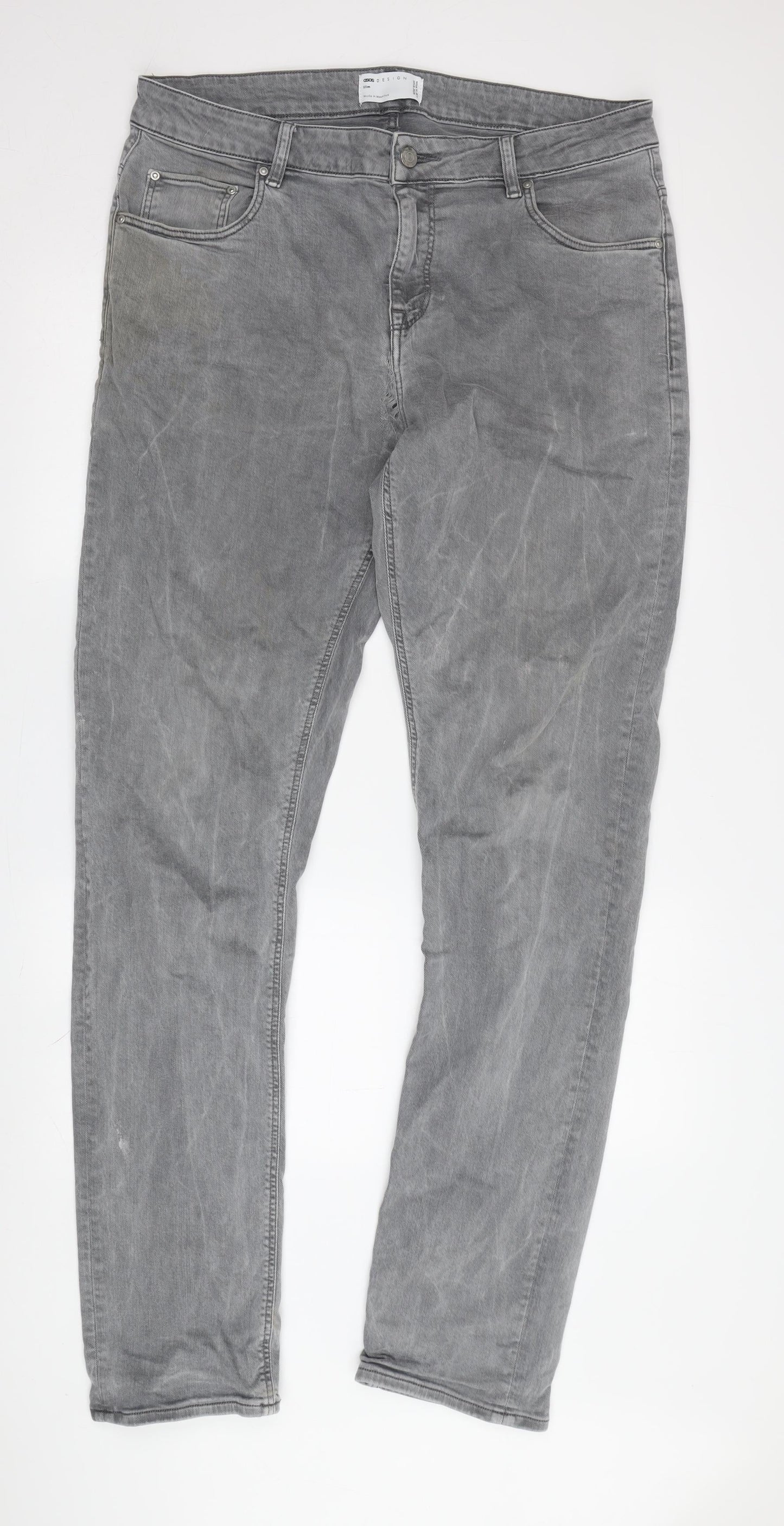 ASOS DESIGN Men's Grey Slim Jeans Size 36