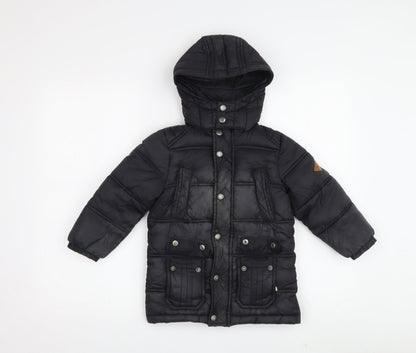 Joules Boys Black Hooded Puffer Jacket 5 Years