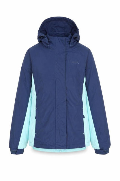 Front view of Mountain Warehouse boys’ blue parka jacket 9-10 years