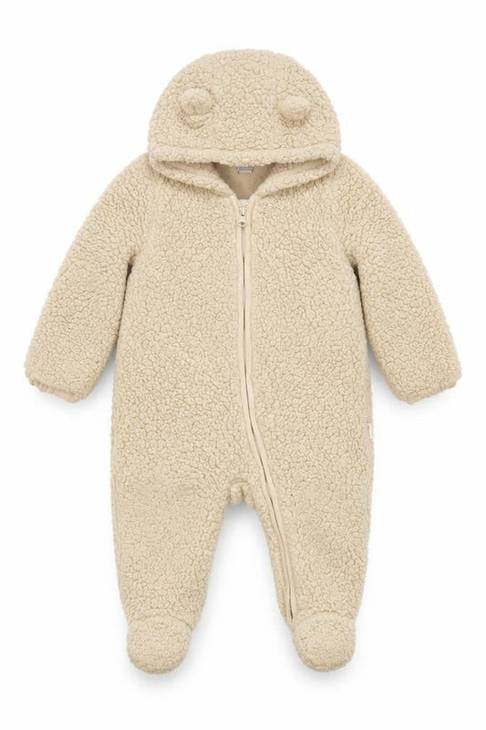 Baby GAP Unisex Beige Fleece Coverall 6-9 Months Hooded