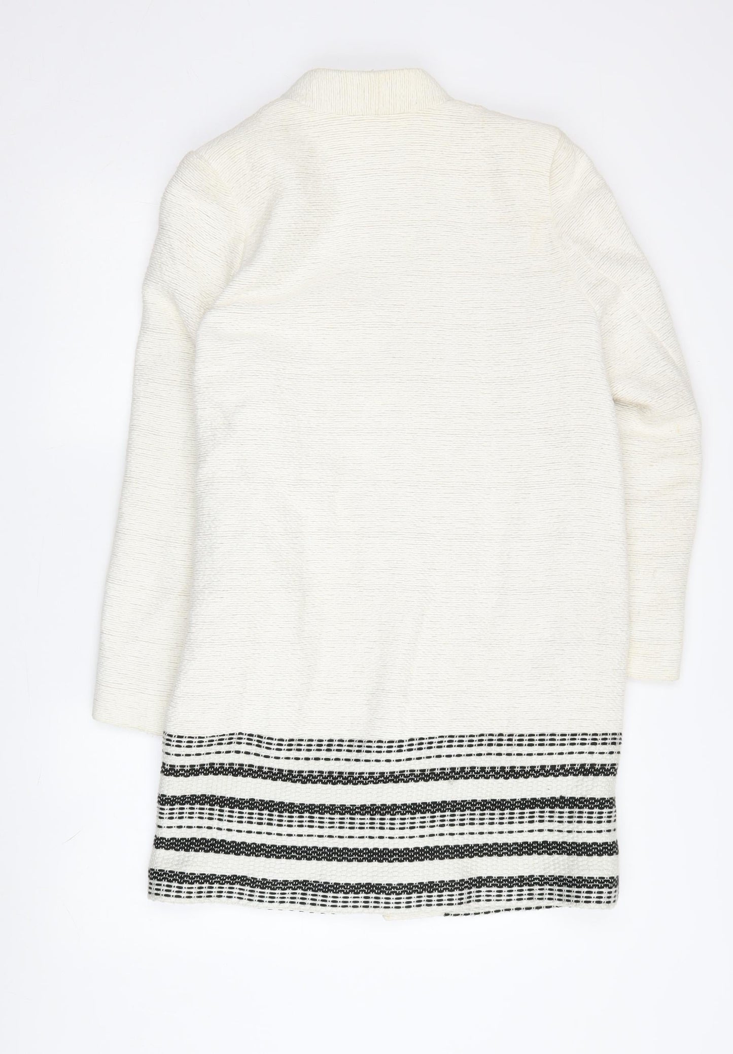 H&M Ivory Mid-Length Women's Coat, Size 8, Casual Elegance