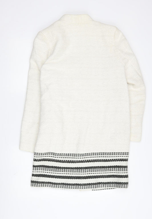 H&M Ivory Mid-Length Women's Coat, Size 8, Casual Elegance