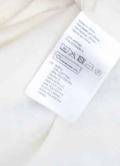 H&M Ivory Mid-Length Women's Coat, Size 8, Casual Elegance