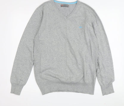 Blue Inc Men's Grey V-Neck Pullover Jumper - M