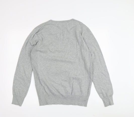 Blue Inc Men's Grey V-Neck Pullover Jumper - M