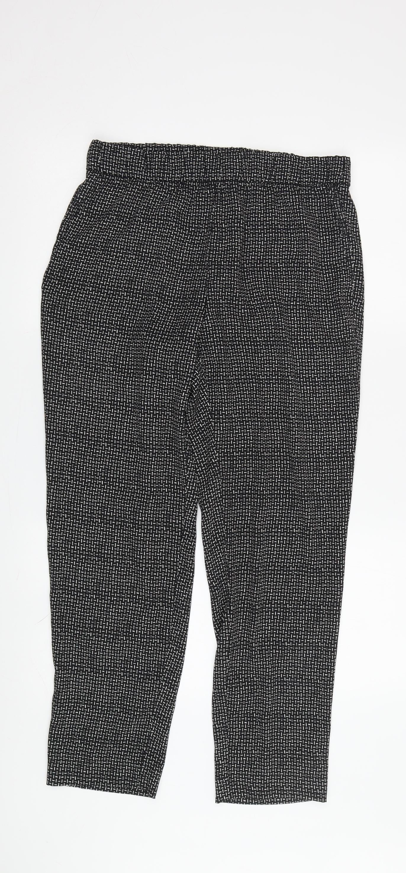 Womens UK Size 8 H&M Regular Fit Cropped Black Trousers