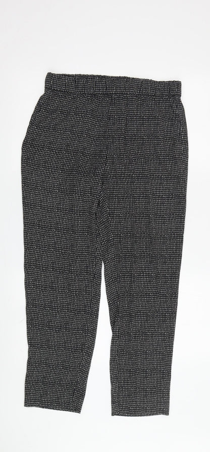 Womens UK Size 8 H&M Regular Fit Cropped Black Trousers