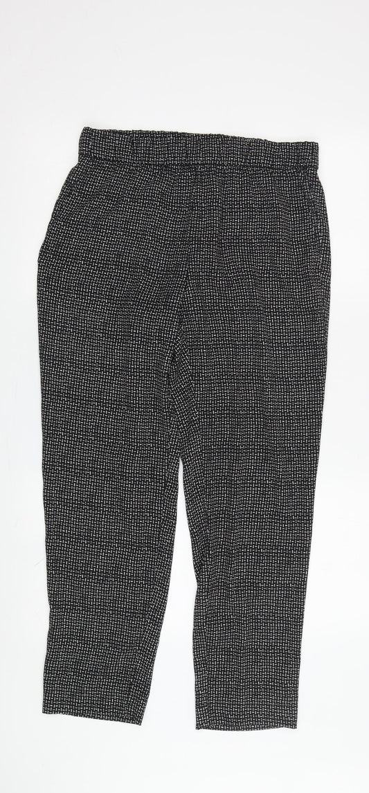 Womens UK Size 8 H&M Regular Fit Cropped Black Trousers
