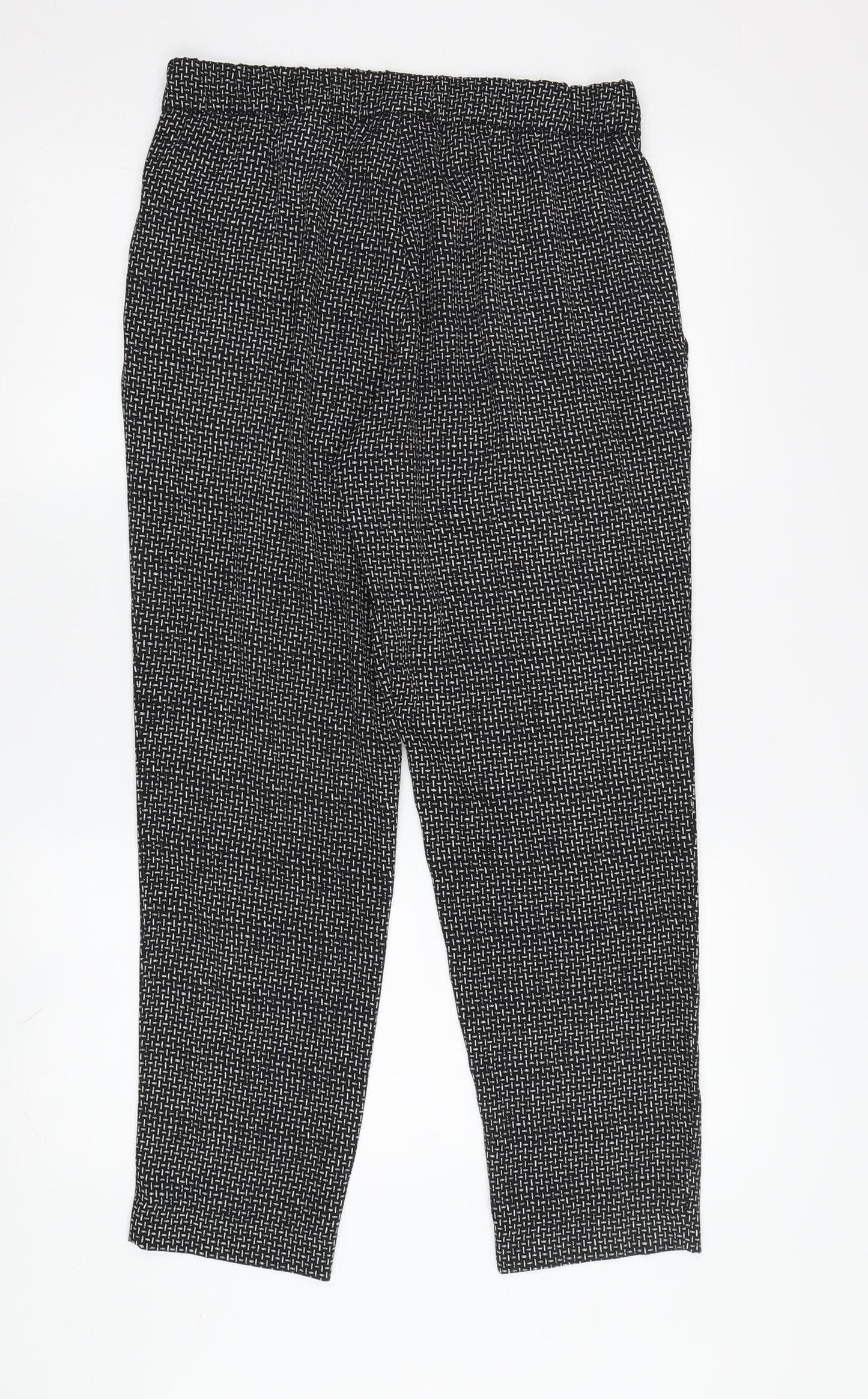 Womens UK Size 8 H&M Regular Fit Cropped Black Trousers