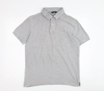 Marks & Spencer Men's Grey Polo, Medium, Short Sleeve