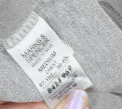 Marks & Spencer Men's Grey Polo, Medium, Short Sleeve