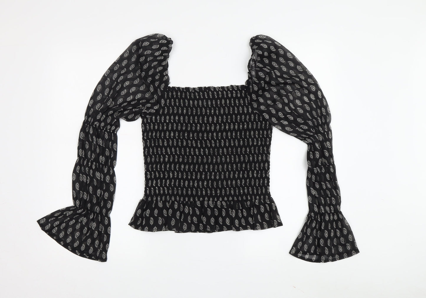 Irons of Peace Women's Black Puff Sleeve Blouse M
