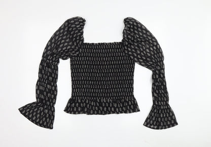 Irons of Peace Women's Black Puff Sleeve Blouse M