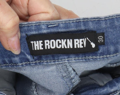 Mens UK Size 30 The Rockn Rev Slim Fit Skinny Blue Jeans