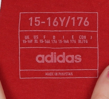 Adidas Boys Red T-Shirt, 16 Years, Casual Gym Style
