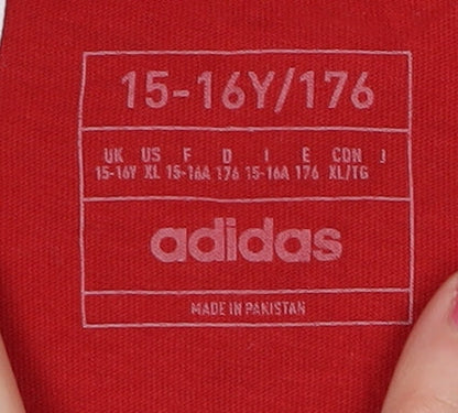 Adidas Boys Red T-Shirt, 16 Years, Casual Gym Style