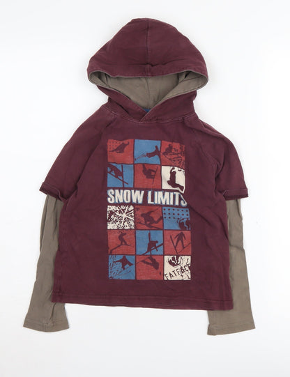 Fat Face Boys Red Hoodie, Size 6-7 Yrs, Graphic Pullover