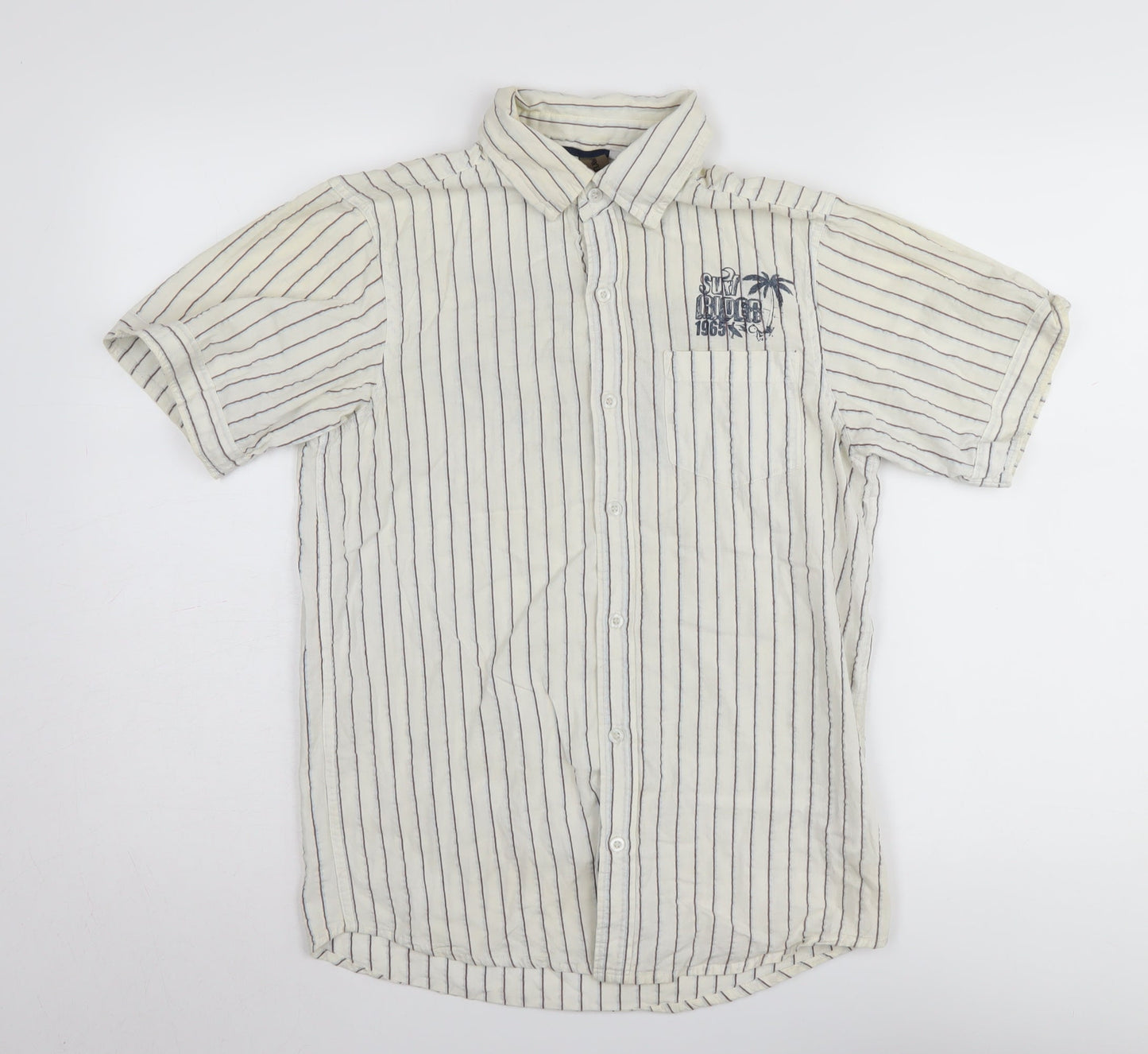 Urban Outlaws Boys White Stripe Button-Up Shirt 14-15 Years