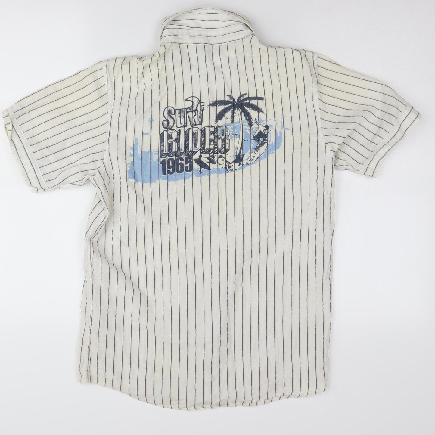 Urban Outlaws Boys White Stripe Button-Up Shirt 14-15 Years