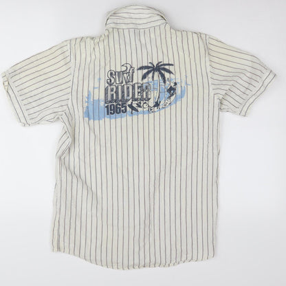 Urban Outlaws Boys White Stripe Button-Up Shirt 14-15 Years