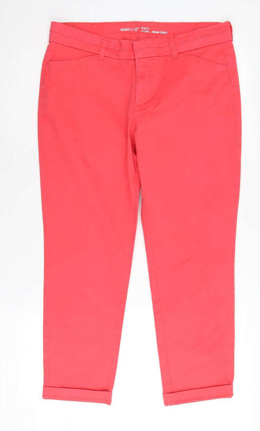 Womens UK Size 12 Gap Regular Fit Khakis Red Trousers