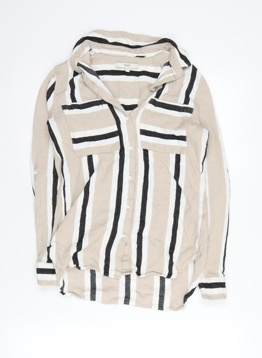 Womens UK Size 6 NEXT Beige Basic Button-Up