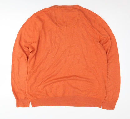 Marks and Spencer Men's Orange V-Neck Pullover Jumper L