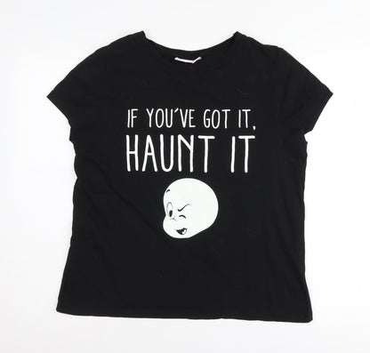 Casper Black T-Shirt L Halloween Unisex Adults Cartoon