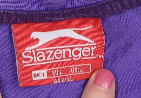 Slazenger Men’s Purple T-Shirt, L, Crew Neck, Short Sleeve