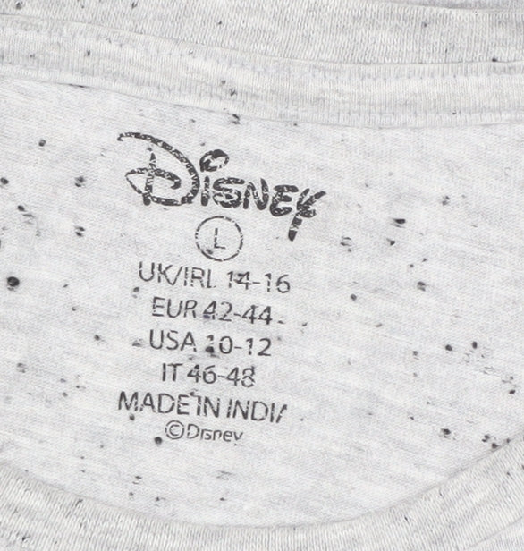 Womens UK Size L Disney Grey Basic T-Shirt