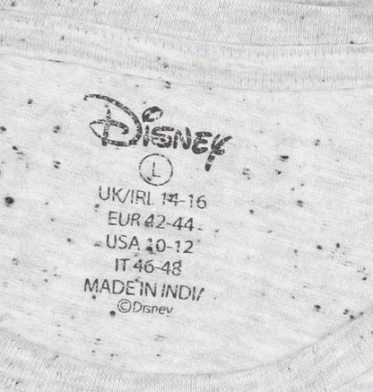 Womens UK Size L Disney Grey Basic T-Shirt