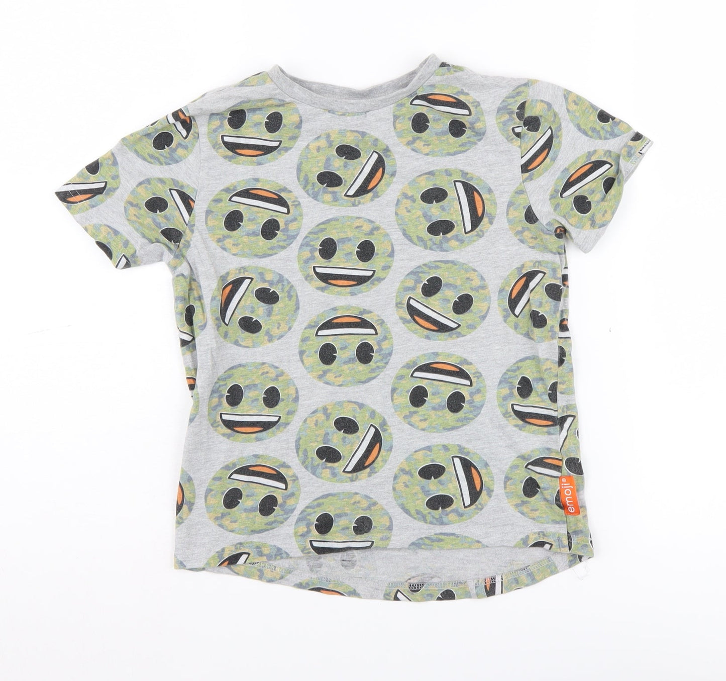 Emoji Boys Grey Graphic Print T-Shirt 7-8 Years - Funny Design