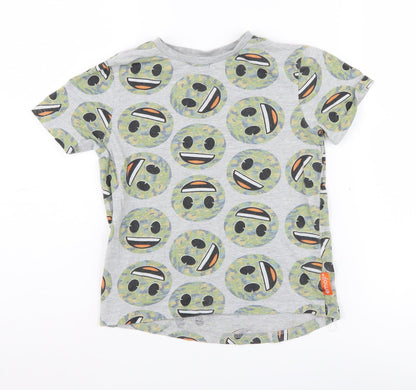 Emoji Boys Grey Graphic Print T-Shirt 7-8 Years - Funny Design