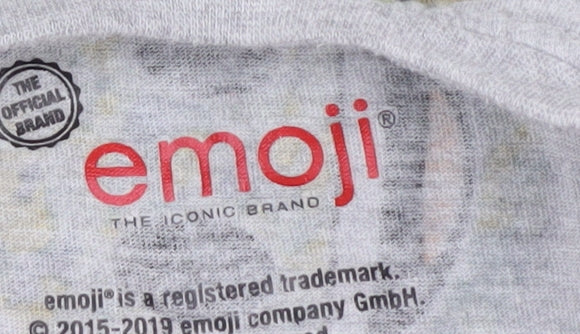 Emoji Boys Grey Graphic Print T-Shirt 7-8 Years - Funny Design
