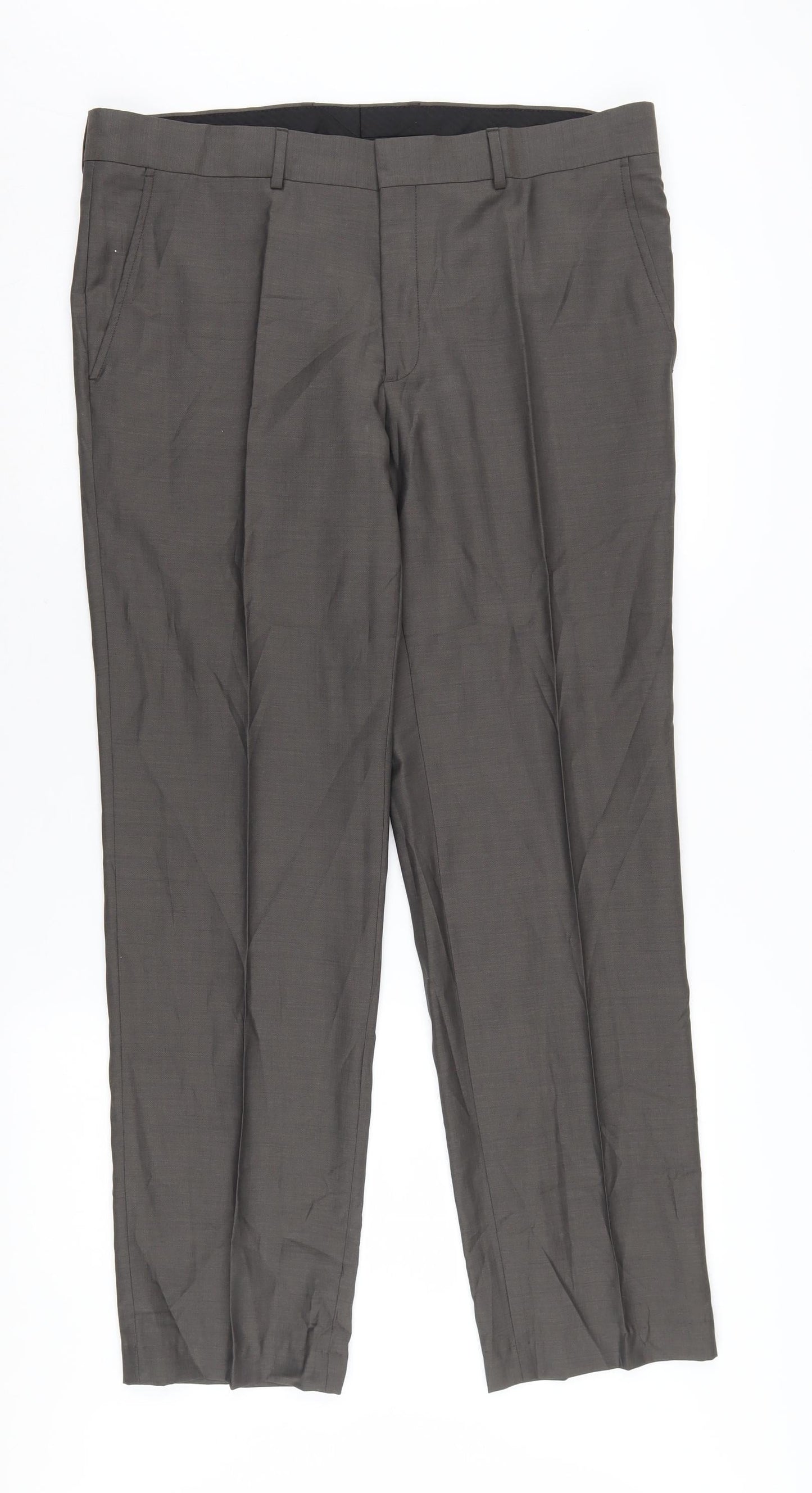 Mens UK Size 52 Calvin Klein Regular Fit Dress Pants Grey Trousers