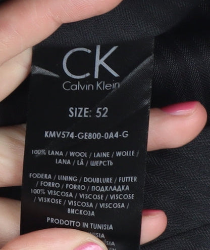 Mens UK Size 52 Calvin Klein Regular Fit Dress Pants Grey Trousers