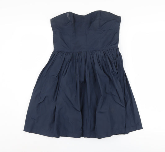 Jack Wills Women's Blue A-Line Strapless Dress Size 10