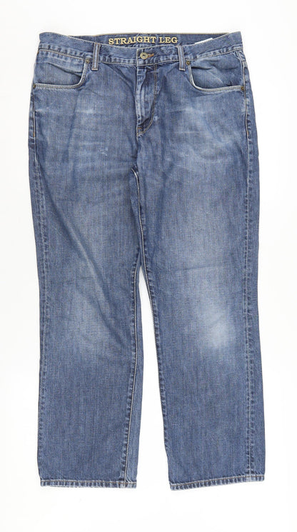 Marks and Spencer Men's Blue Straight Jeans Size 34