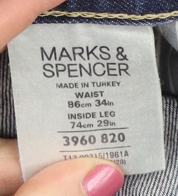 Marks and Spencer Men's Blue Straight Jeans Size 34
